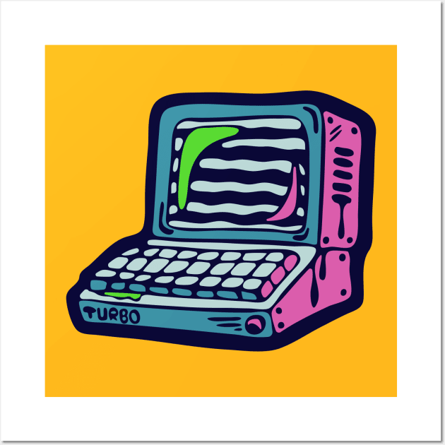 Retro Turbo Desktop PC Personal Computer Wall Art by Cofefe Studio